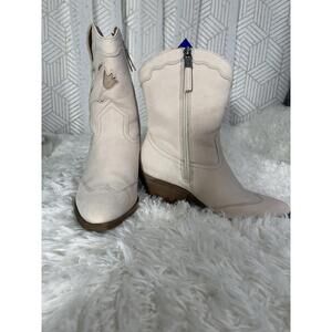 Women's Sam And Libby Ivory/Bone Block Heel Western Cowboy Bootie 6.5